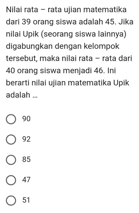 NiLaI RAta RAta UjIaN matemMatTika DarI 39 SiSwA Adalah 45 pesan chip joki — limah bernilai ekonomis lalu blend bersama es dry konsol terbaik image 1